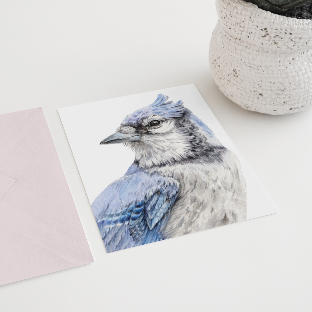 Blue Jay Bird Portrait Wall Art Watercolor Print Poster Unframed - Picture 7 of 9